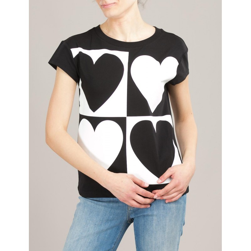 LOVE MOSCHINO - T-shirt Graphic Hearts - Nero