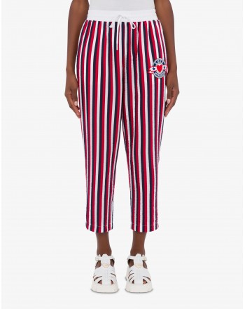 LOVE MOSCHINO - MARITIME PATCH Striped Trousers - Red/Blue