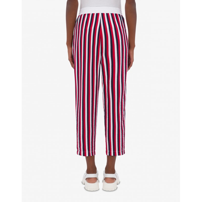 LOVE MOSCHINO - MARITIME PATCH Striped Trousers - Red/Blue