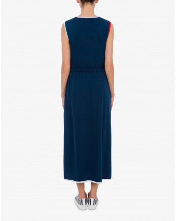 LOVE MOSCHINO - Long Jersey Dress with Colourful Logo - Blue