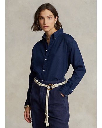POLO RALPH LAUREN  - Relaxed Fit Linen Shirt - Blue