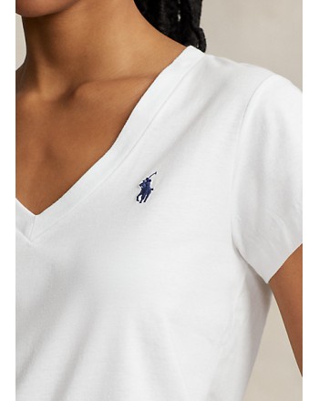 POLO RALPH LAUREN - V Neckline Cotton T-Shirt  -  White