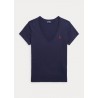POLO RALPH LAUREN  - V Neckline Cotton T- Shirt - Cruise Navy