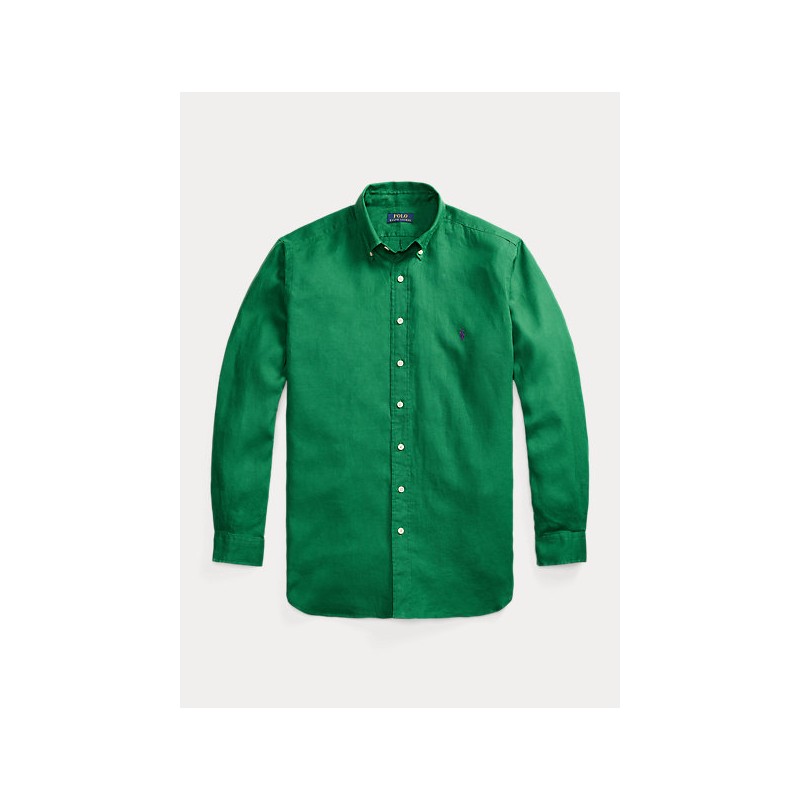 POLO RALPH LAUREN - Slim-Fit linen shirt - Athletic Green