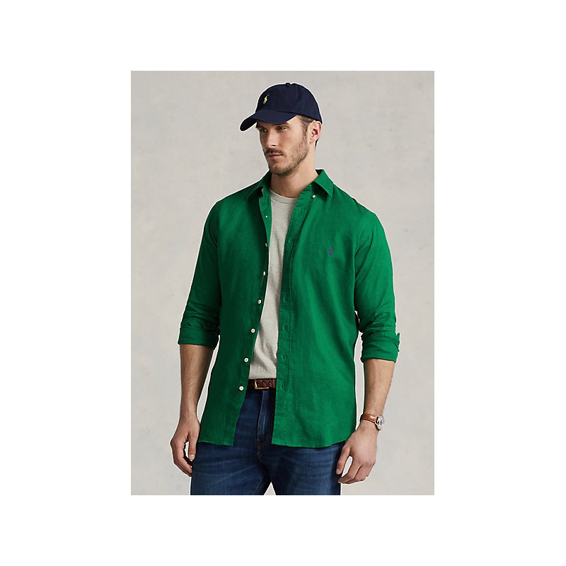 POLO RALPH LAUREN - Camicia in lino Slim-Fit - Athletic Green