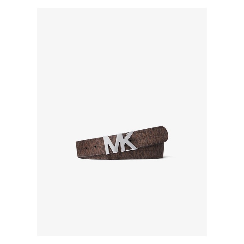 MICHAEL KORS - Cintura reversibile con fibbia con logo - Brown/Black