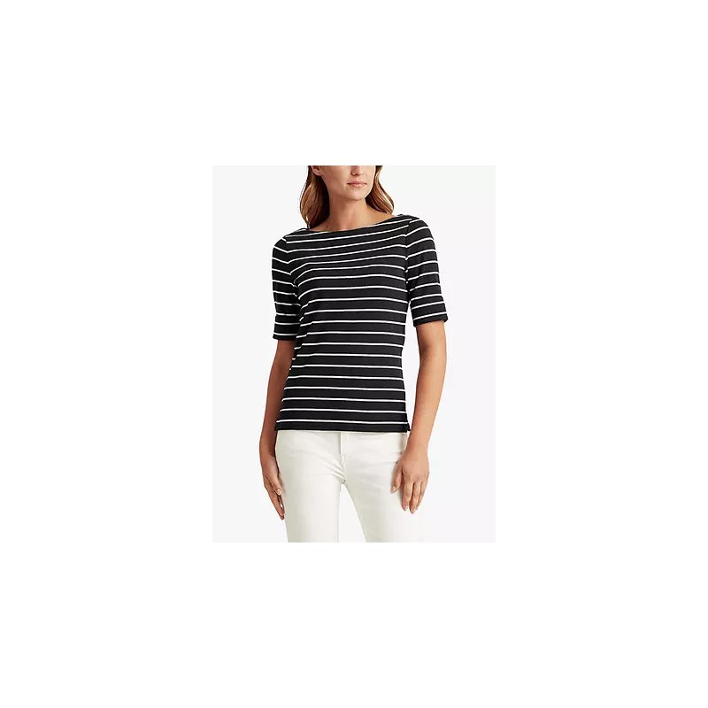 LAUREN RALPH LAUREN -Striped T-Shirt -  Navy/White