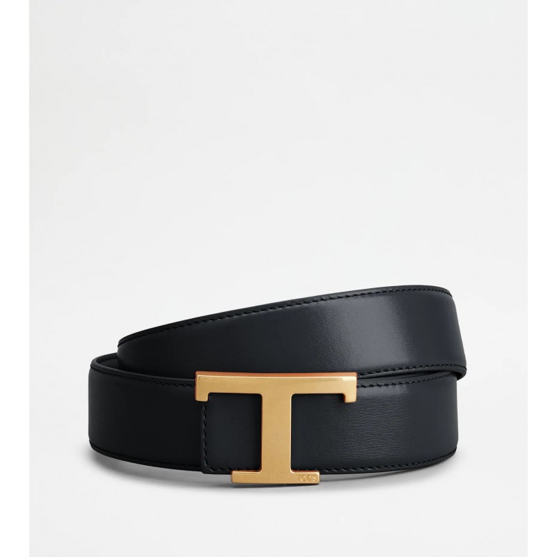 TOD'S - Reversible T Timeless Leather Belt - Black/Galaxy
