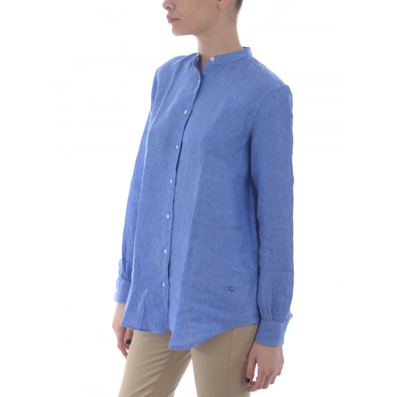 FAY - Linen Shirt - Medium Light Blue