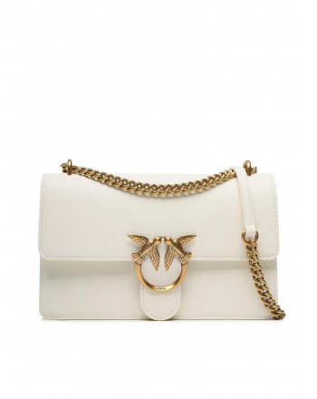 PINKO - LOVE ONE CLASSIC DC Leather Bag - White