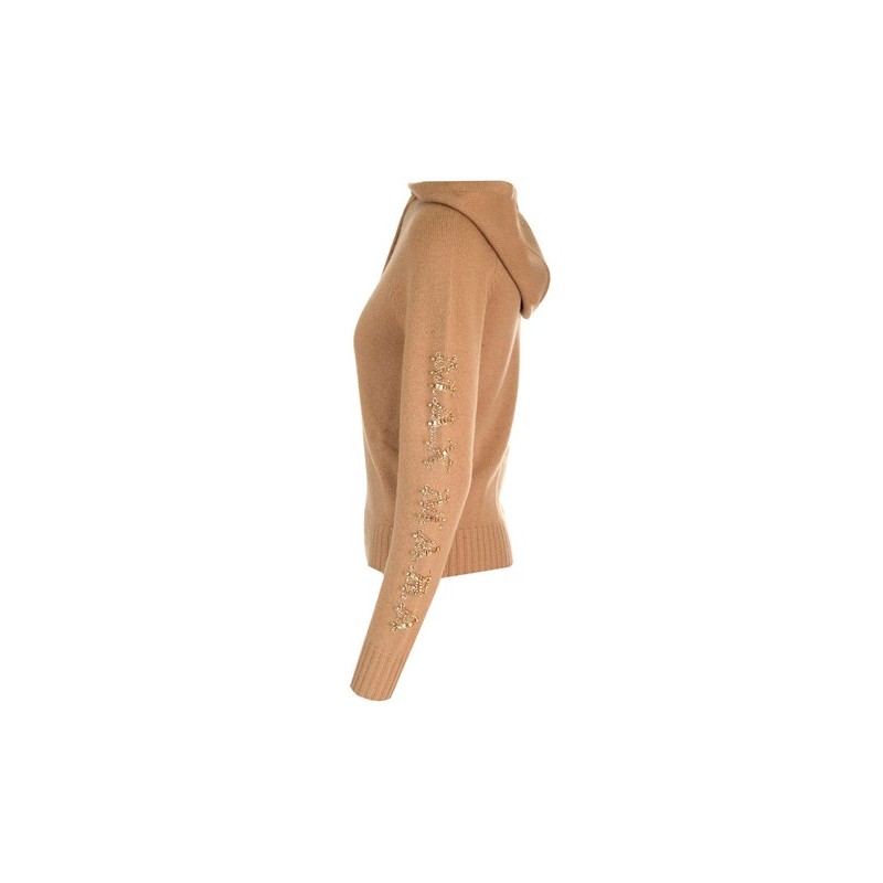 MAX MARA - ANANAS Wool and Cashmere Hoodie - Camel Solid