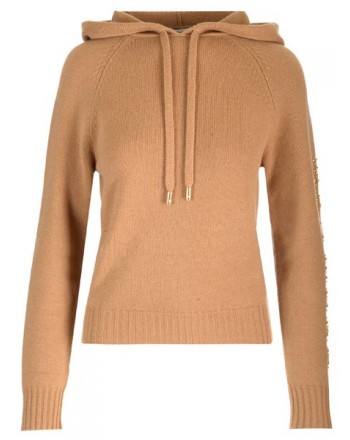 MAX MARA - ANANAS Wool and Cashmere Hoodie - Camel Solid