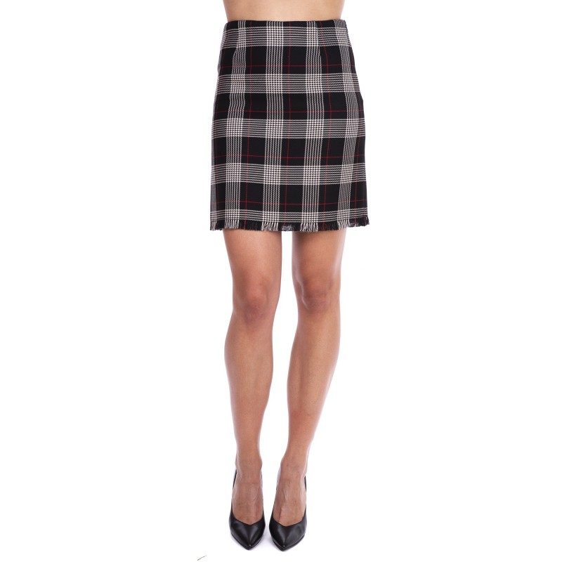 PINKO - Skirt Scotland with fringes - Black/Red/White