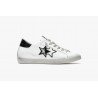 2 STAR - Low Leather Sneakers - White/Black