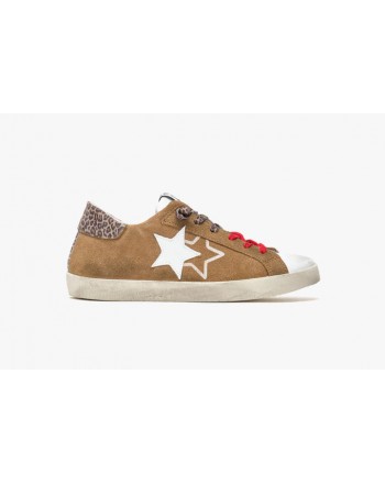 2 STAR - Used Effect Low Sneakers - Brown/Glitt/White/Leo