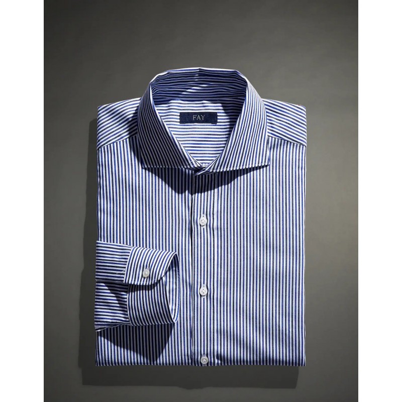 FAY - Collar Shirt French MOD. NCMA1472590 - White/Antelope/Bluette