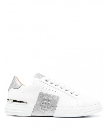 PHILIPP PLEIN - Glitter Lo Top Sneakers - White/Silver
