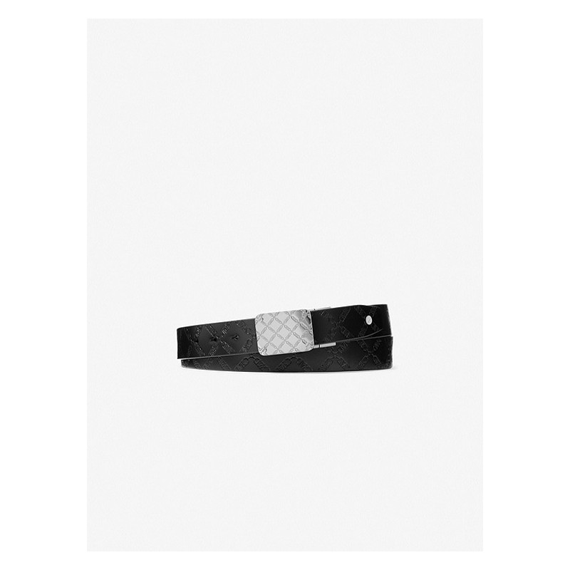 MICHAEL KORS - Embossed Empire Logo Reversible Leather Belt 39F3LBLY2U - Black