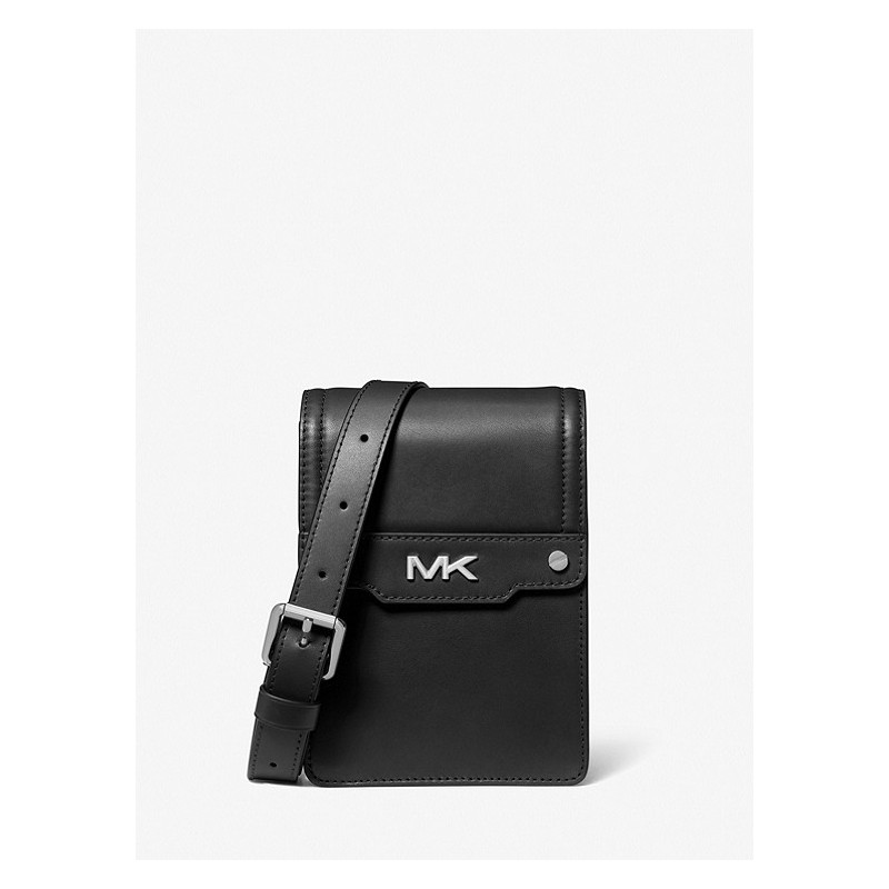 MICHAEL KORS - Varick Leather Shoulder Bag for Smartphone 33F3LVAM5L - Black