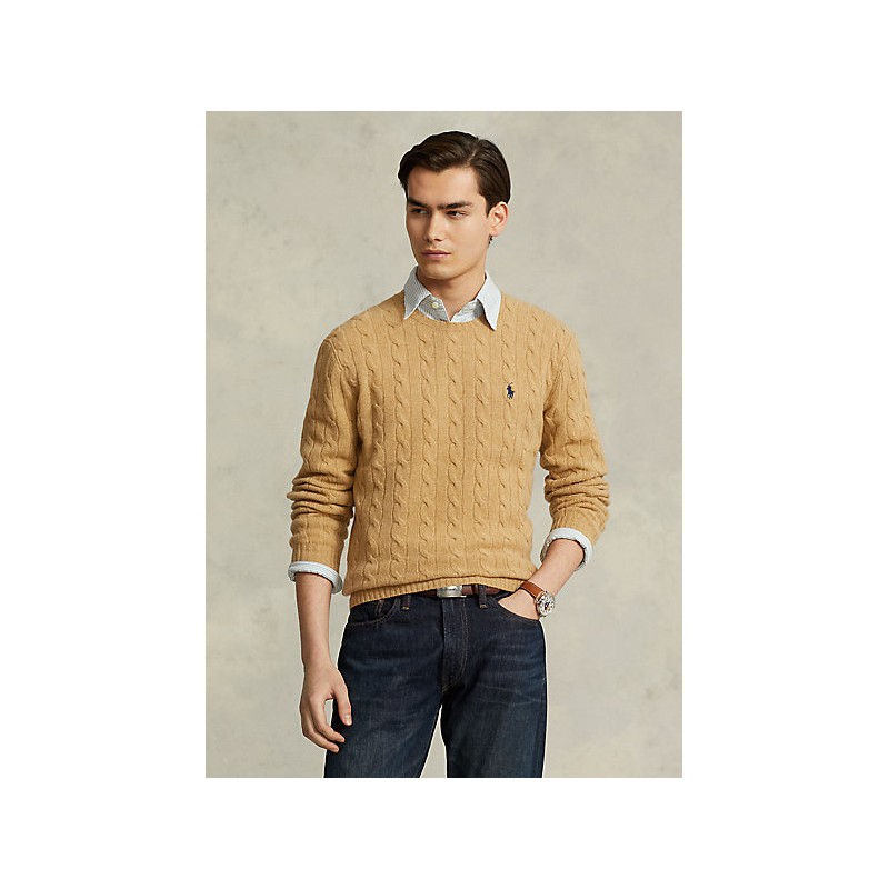 POLO RALPH LAUREN - Wool and cashmere braid sweater - Camel Melange