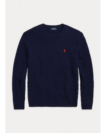 POLO RALPH LAUREN - Wool and cashmere braid sweater - Hunter Navy