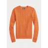 POLO RALPH LAUREN - Maglia a trecce in lana e cashmere - Orange Melange
