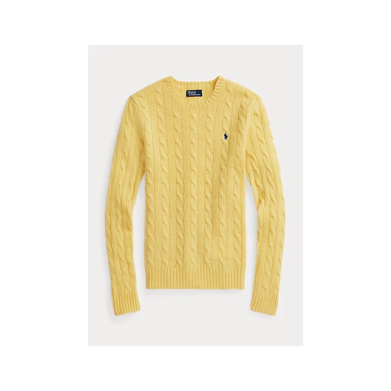 POLO RALPH LAUREN - Maglia a trecce in lana e cashmere - Yellow