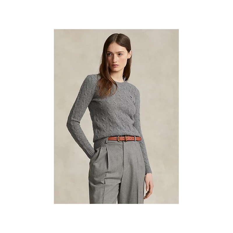 POLO RALPH LAUREN - Maglia a trecce in lana e cashmere - Grey