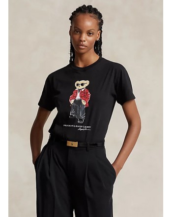 POLO RALPH LAUREN - T-Shirt in Cotone Holiday Bear - Nero