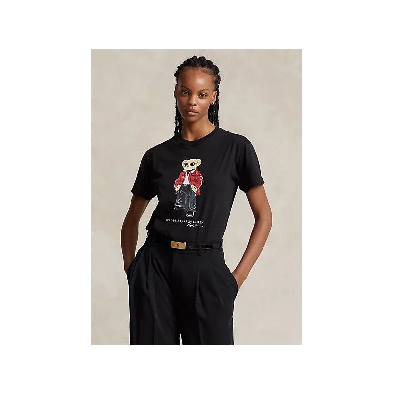 POLO RALPH LAUREN - T-Shirt in Cotone Holiday Bear - Nero