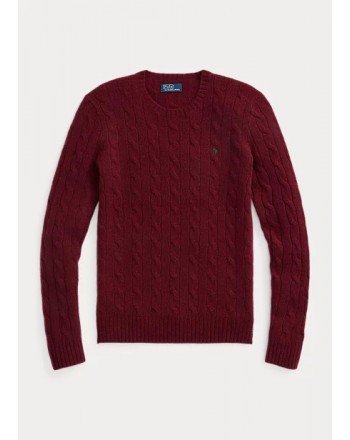 POLO RALPH LAUREN - Wool and cashmere braid sweater - Garnet Red Melange