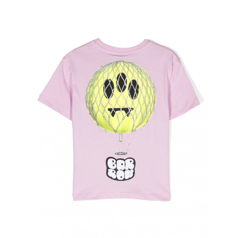 BARROW - Crew-neck T-shirt with print - Pink Lavander
