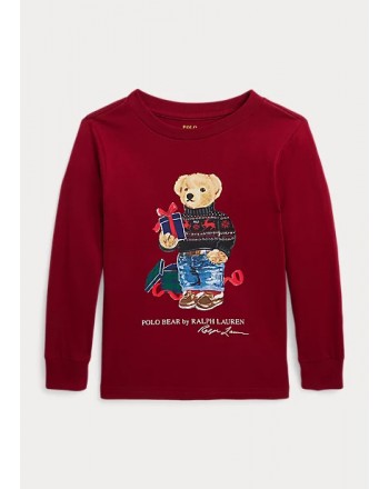 POLO RALPH LAUREN KIDS - Maglietta Polo Bear a maniche lunghe - Red