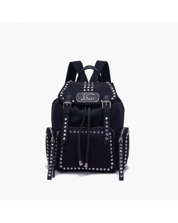 LA CARRIE - Nylon backpack with decorative studs - Black