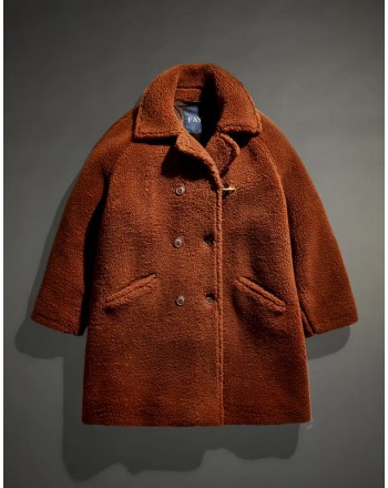 FAY - Shearling-like Doublebreasted Coat - Whisky