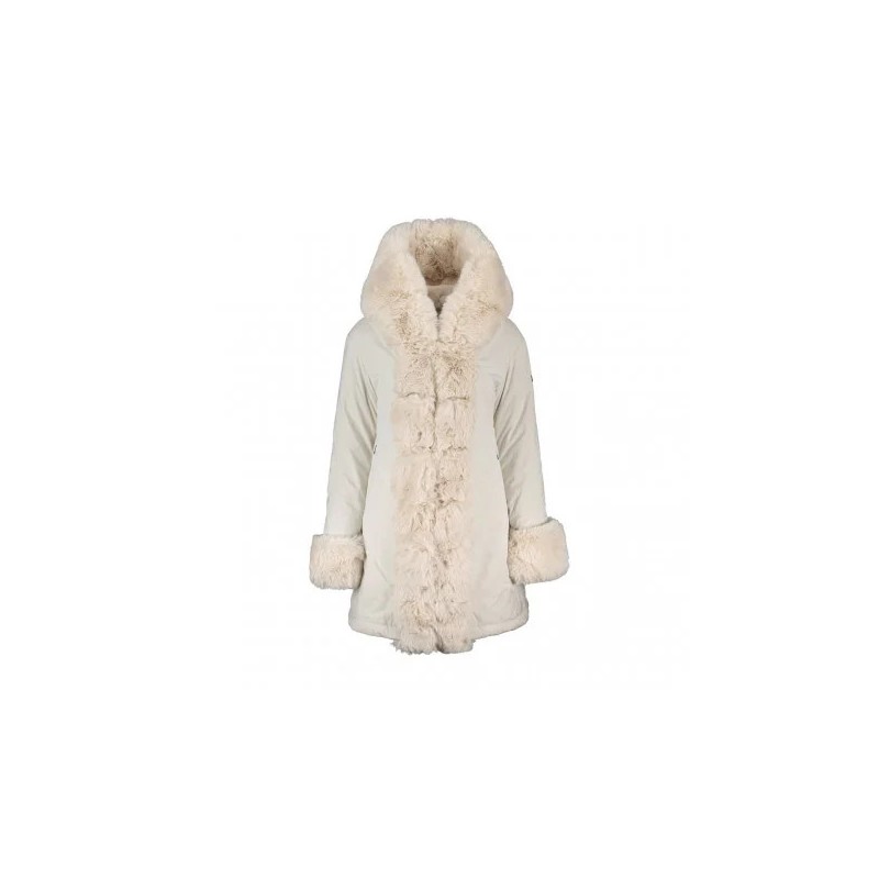 FREEDOMDAY - Coat with Faux Fur Inserts Huvi - Pearl