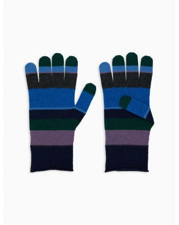 GALLO - Women's glove wool and cashmere blue stripes multicolor - Blue/Typhoon