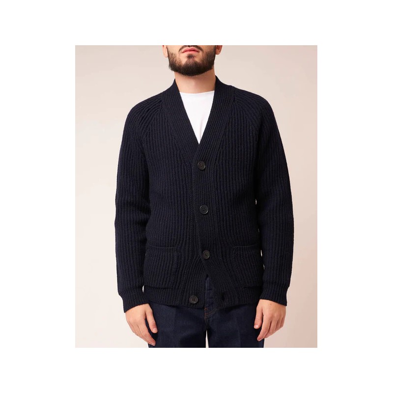 BRIAN DALES - Wool and Cashmere Cardigan Knit - Blue