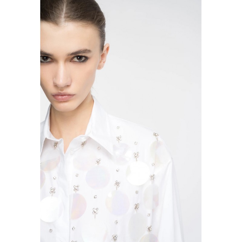 PINKO - BRIDPORT Cotton Shirt with Embroidery - White