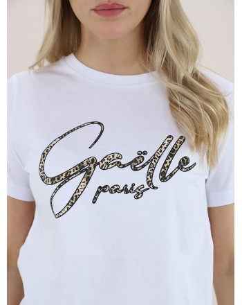 GAELLE - T-Shirt con Logo Animalier - Bianco