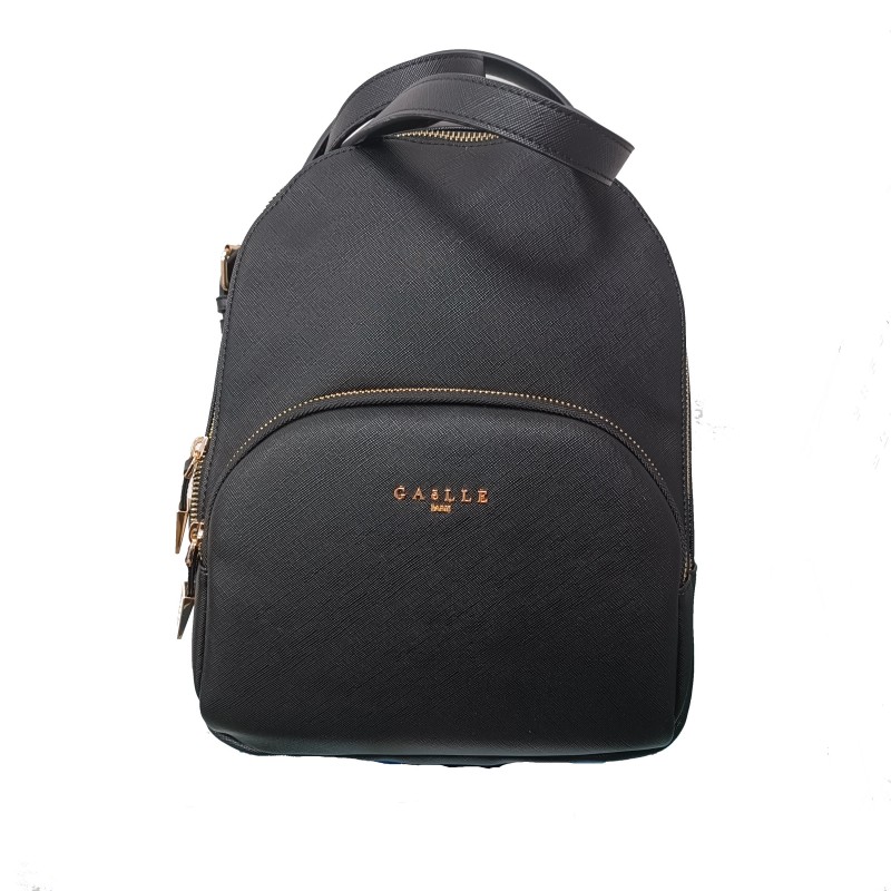GAELLE - Faux Leather Backpack - Black