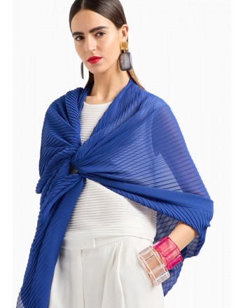 EMPORIO ARMANI - Pleated Fabric Poncho - Egyptian Blue