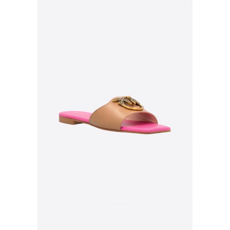 PINKO - FLAT Leather Slippers - Bisquit