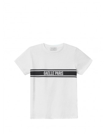 GAELLE - Logo Band Cotton T-Shirt - White