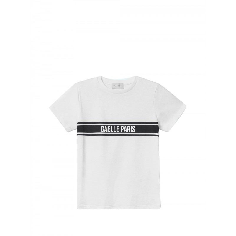 GAELLE - Logo Band Cotton T-Shirt - White