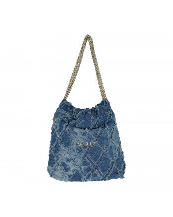 GAELLE - Denim Maxi Shopper Bag - Denim Blue