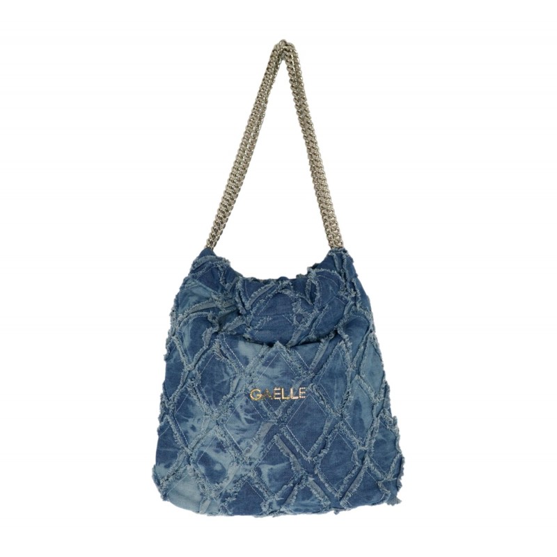 GAELLE - Denim Maxi Shopper Bag - Denim Blue