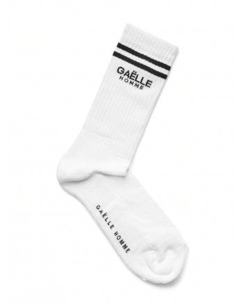 GAELLE - Stripes Logo Socks - White