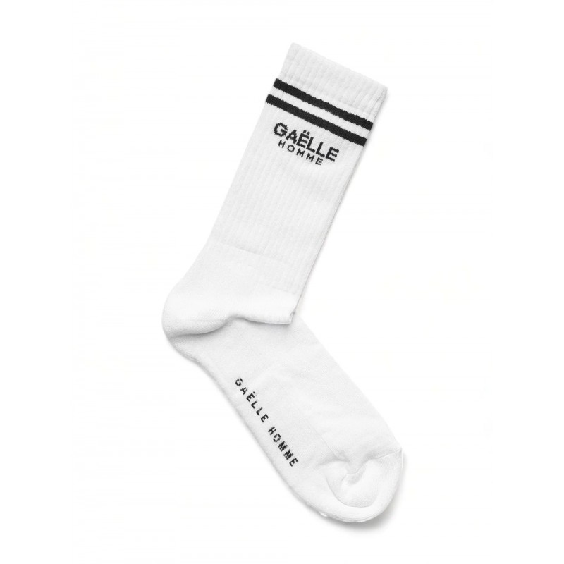 GAELLE - Stripes Logo Socks - White