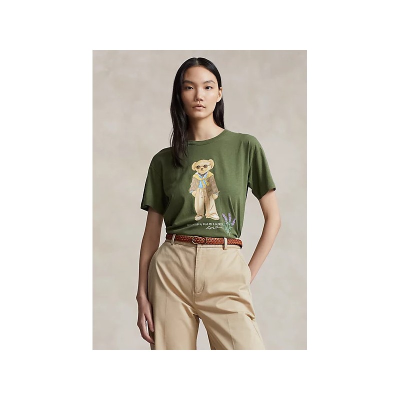 POLO RALPH LAUREN - T-Shirt in Cotone Polo Bear - Olive